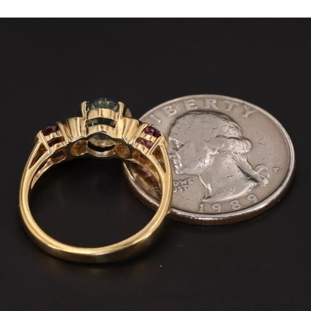 Sterling silver Fessenden &co. Topaz, white CZ and Garnet Gold ring, sz. 7.5 - Picture 4 of 5